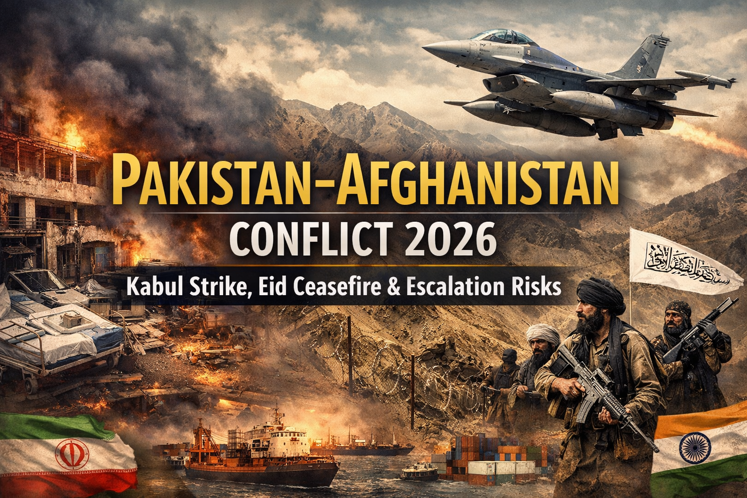 fighter jet over mountainous Afghanistan Pakistan border