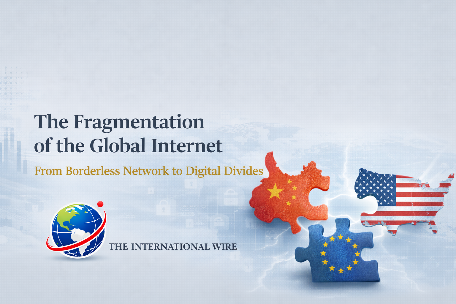 Global internet fragmentation splinternet banner with digital borders illustration