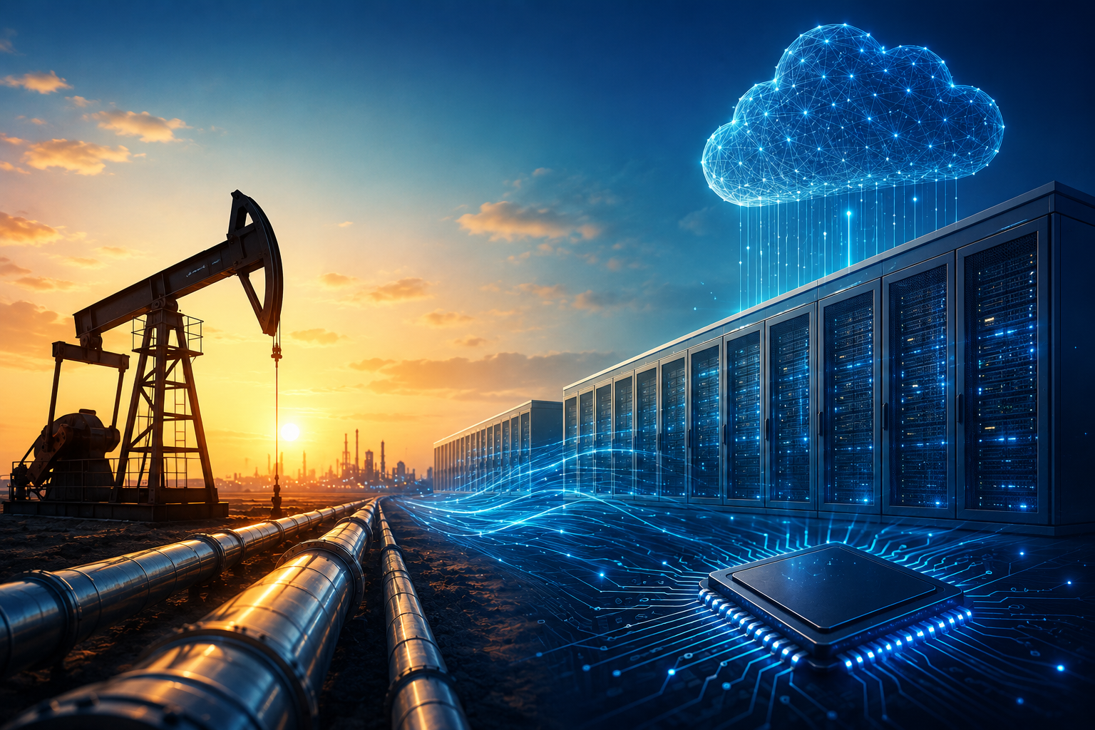 AI data center campus with power infrastructure