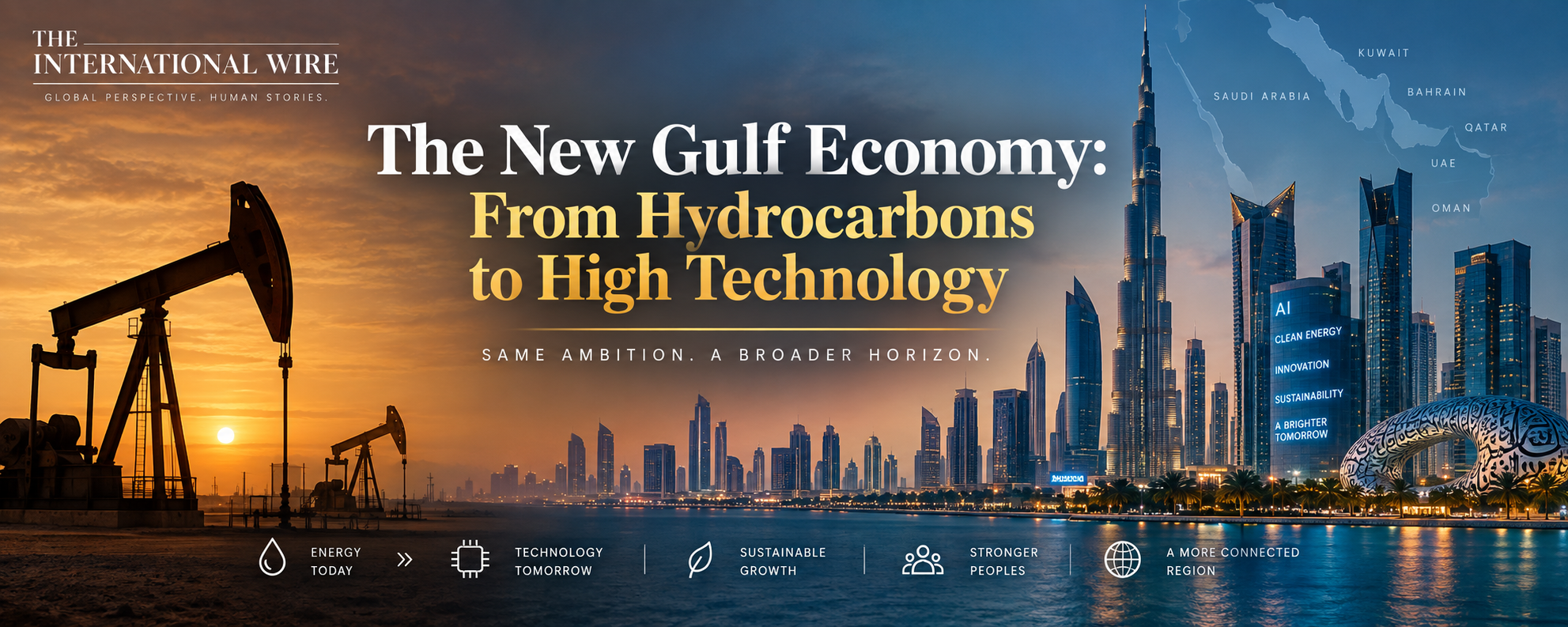 The New Gulf Economy transitioning from oil and hydrocarbons to high technology, AI and futuristic Gulf cities